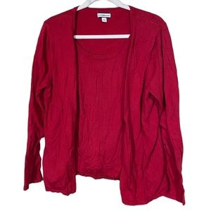 Red Croft & Barrow Top Women’s Size Large Shirt Cardigan Set Soft Comfortable!